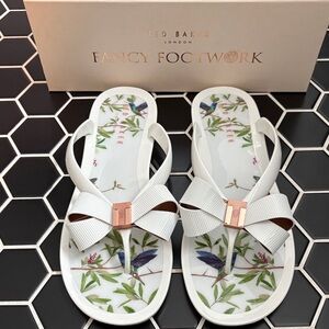 Ted Baker White Sandals with Rose Gold Bow